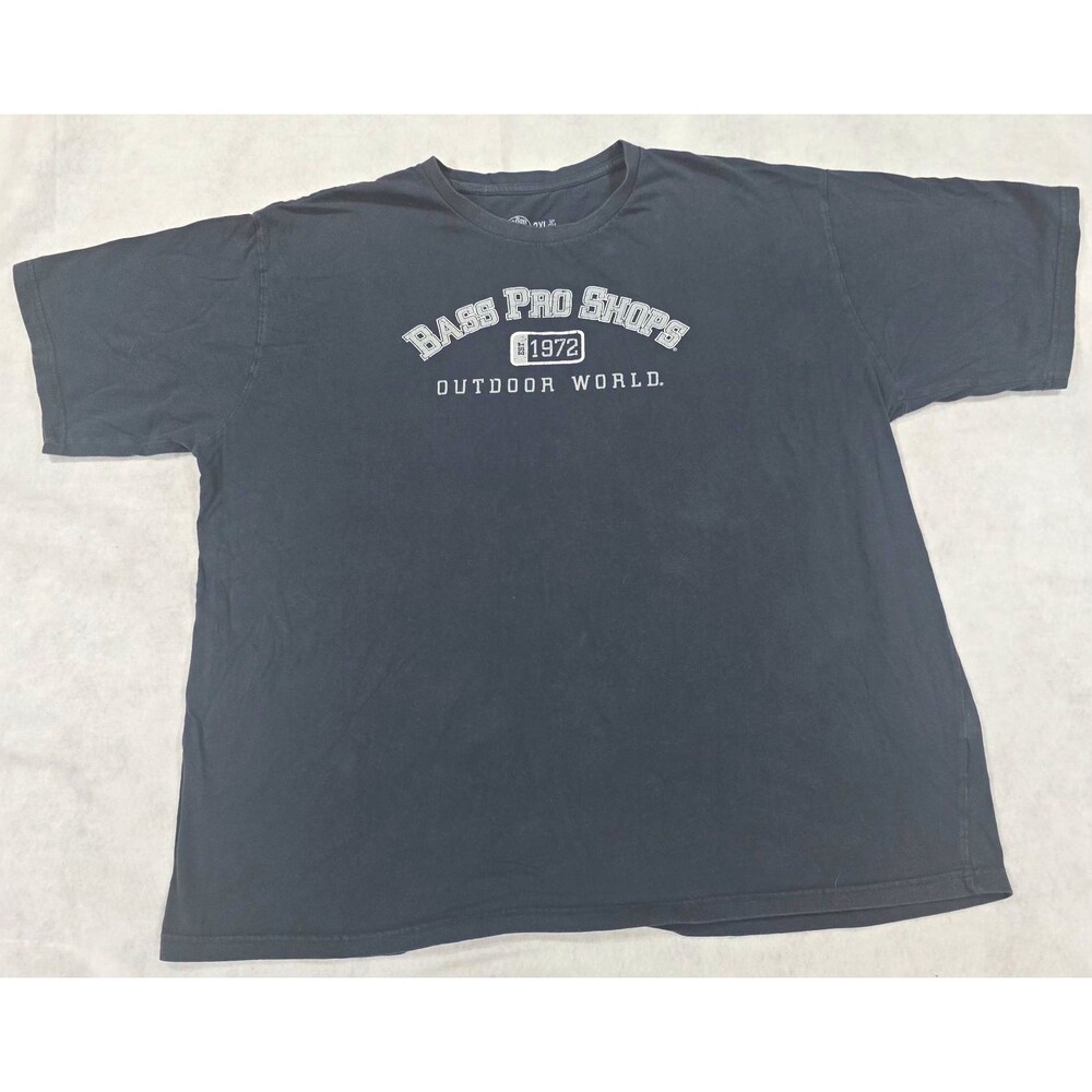 Bass Pro Shops Outdoor World 1972 Graphic Logo T-Shirt Black Crew Neck 2XL